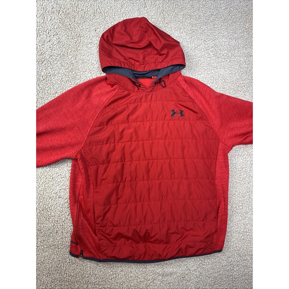 Under Armour UA Swacket Hoodie Men's L Insulated‎ Red Heather Quilted Storm